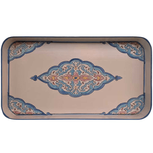 Image showing the Persia Rectangular Handpainted Iron Tray, 32 x 17cm, Blue product.