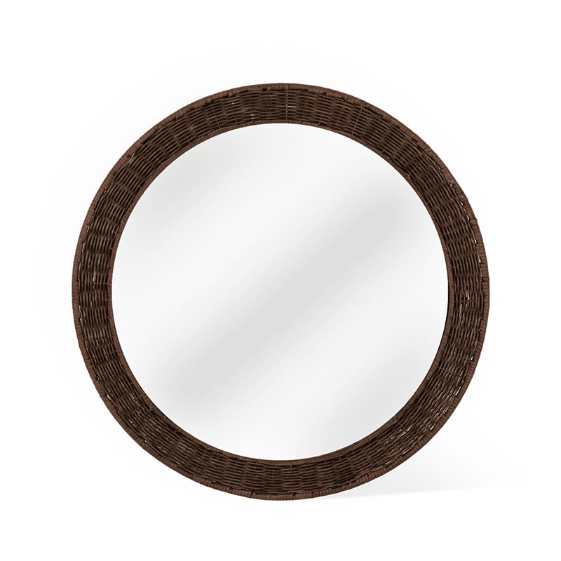Wittering Rattan Round Mirror, Antique Brown