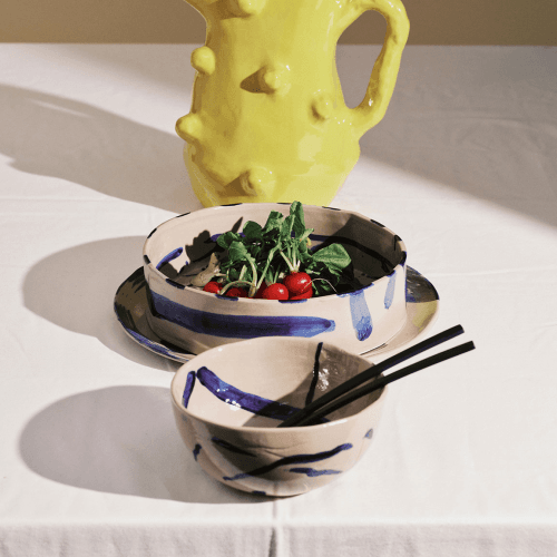 Image showing the Sophia by Marie Michielssen Deep Serving Plate, Beige Blue product.