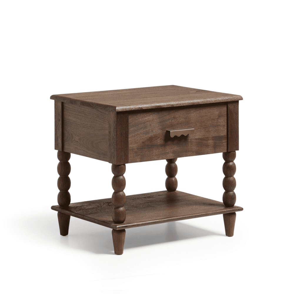 Hilltop Bedside Table, Smoked Acacia