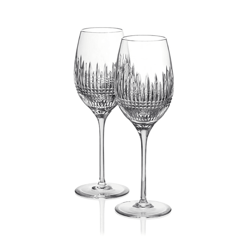 Lismore Diamond Essence Set of 2 White Wine Glasses, Clear