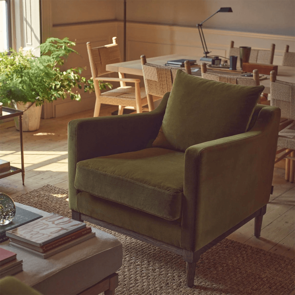 Eliza Armchair, Linen Moss & Natural Oak