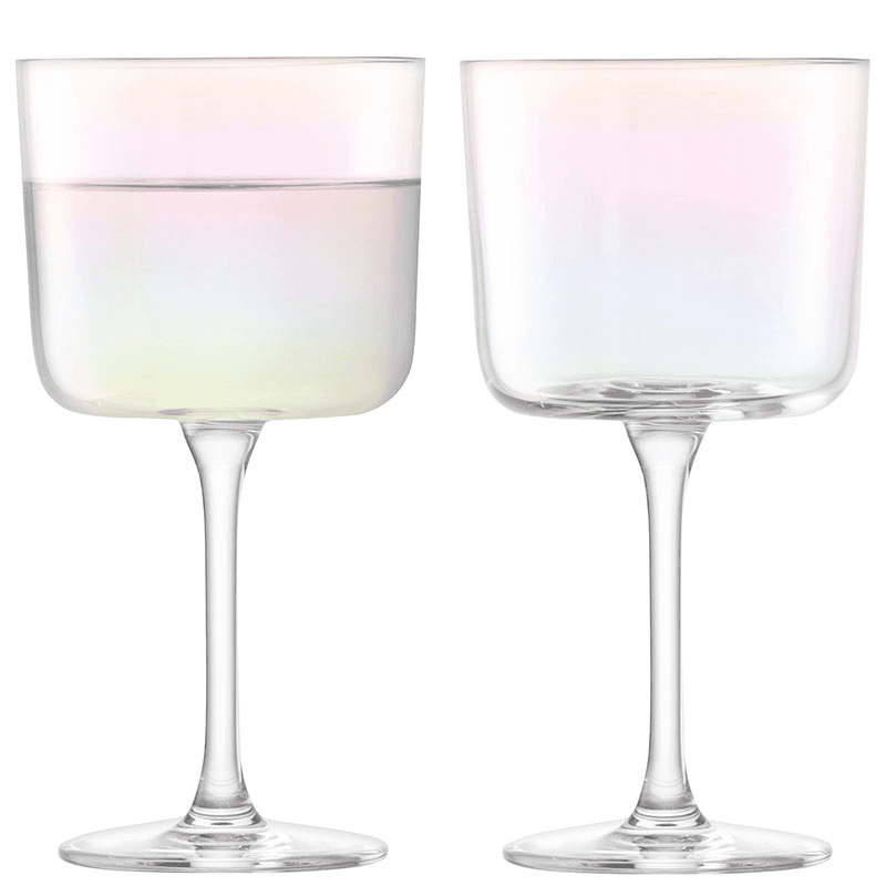 Iridescence Set of 2 Wine Glasses, Mother of Pearl