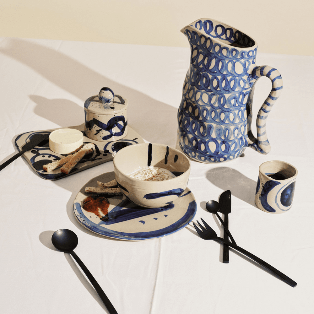 Sophia by Marie Michielssen Set of 4 Dinner Plates, Beige Blue