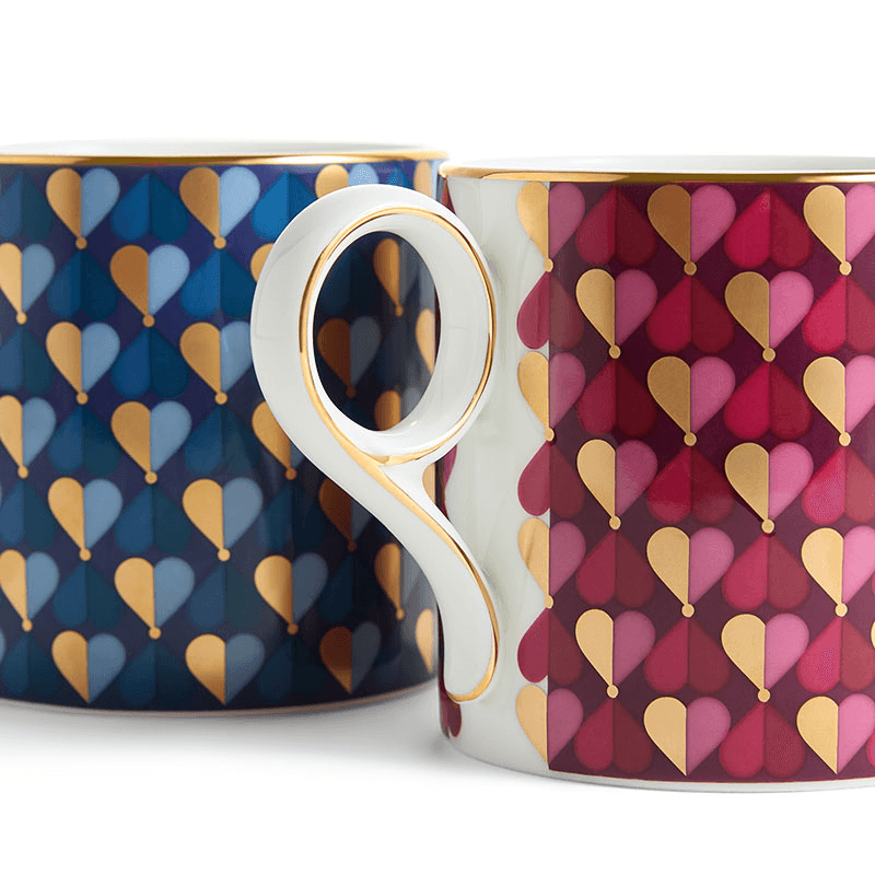 Love Set of 2 Mugs, Magenta & Aegean