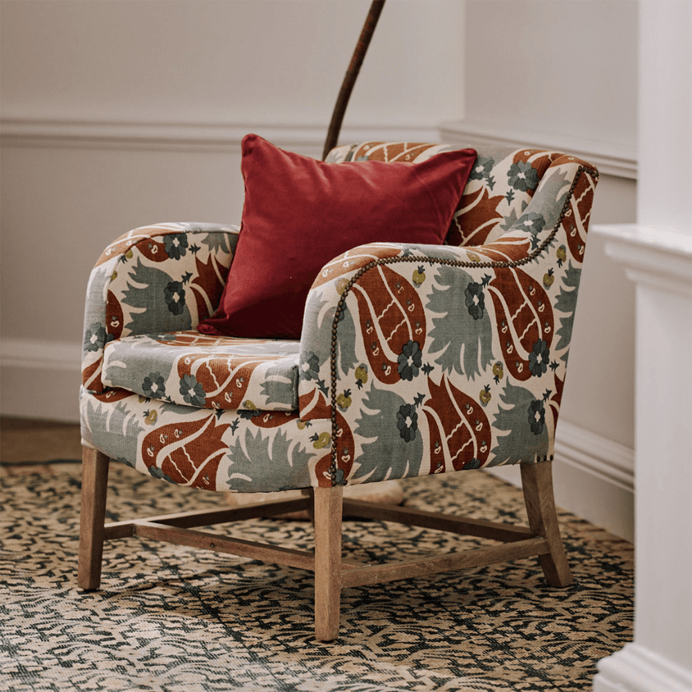 Nomeko Armchair, Blood Orange & Blue