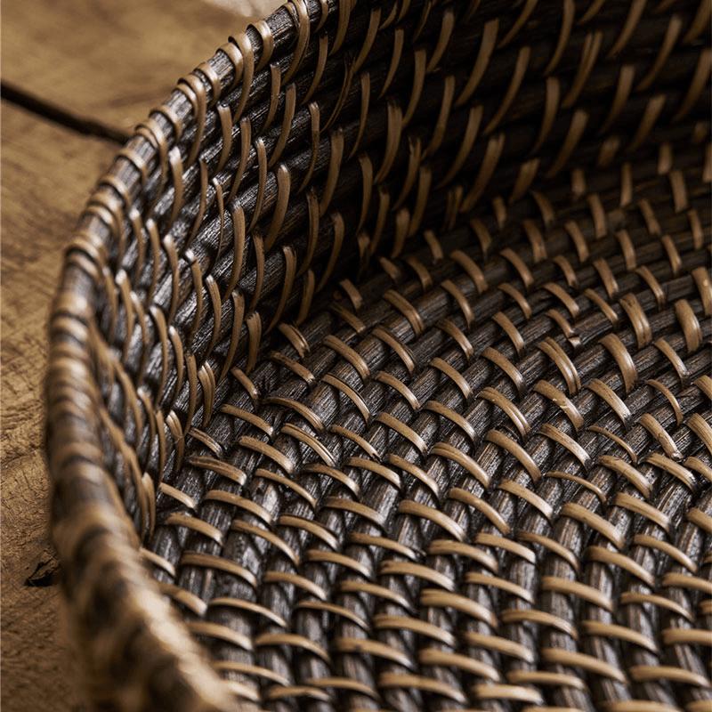 Wittering Rattan Round Tray, Antique Brown