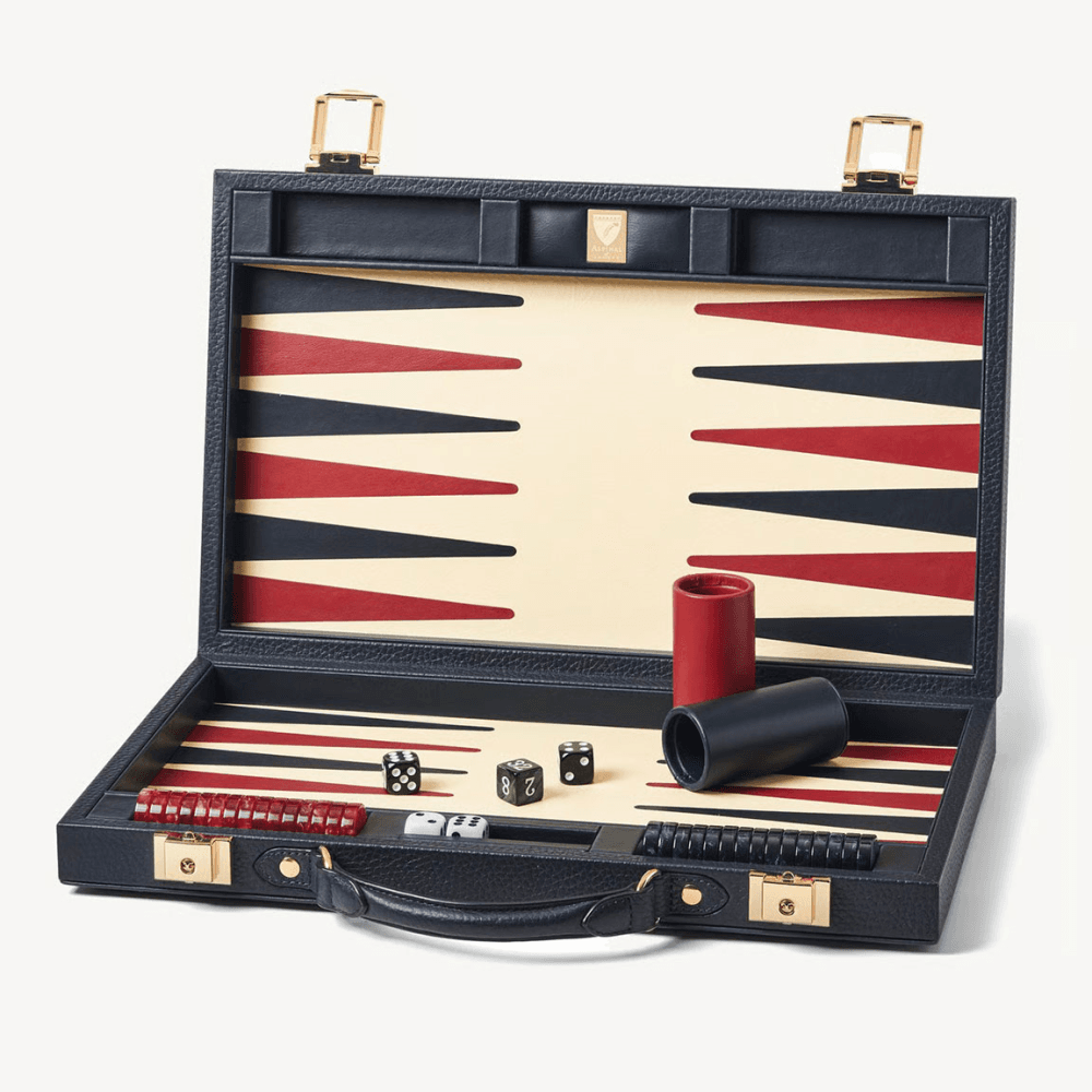 Backgammon Set, Navy Pebble