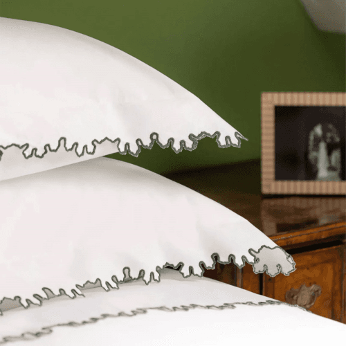 Image showing the Thea Scalloped Pillowcase, Large Square, Fern product.