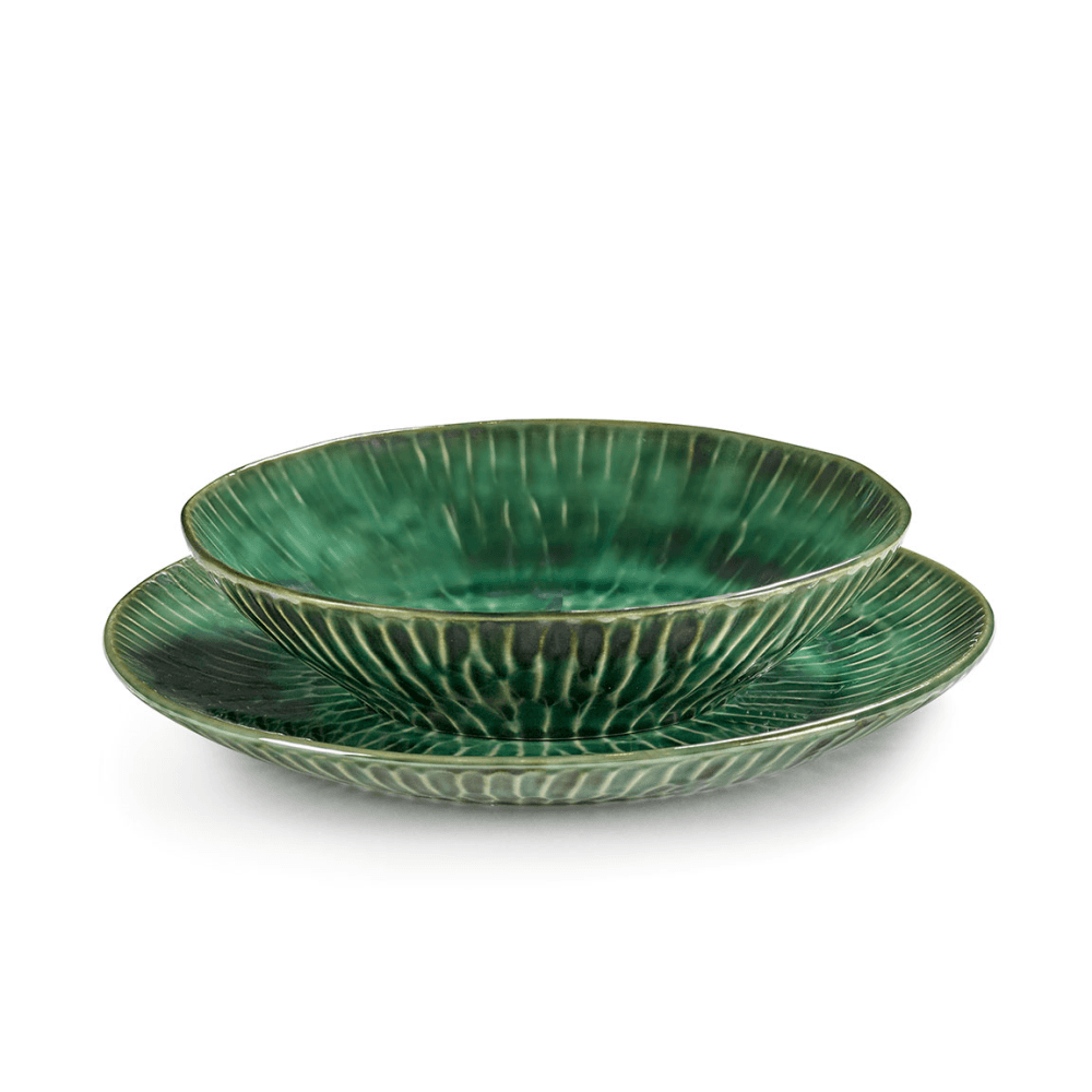 Verde Lanza by Pascale Naessen Set of 2 Pasta Plates, Green