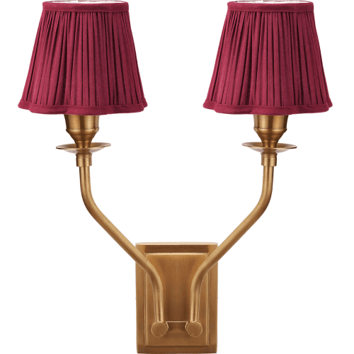 Image showing the Tatiana Antique Brass Double Wall Light with Malia Mushroom Scalloped Lamp Shade product.