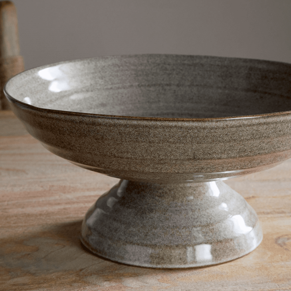 Valinha Footed Bowl, Grey