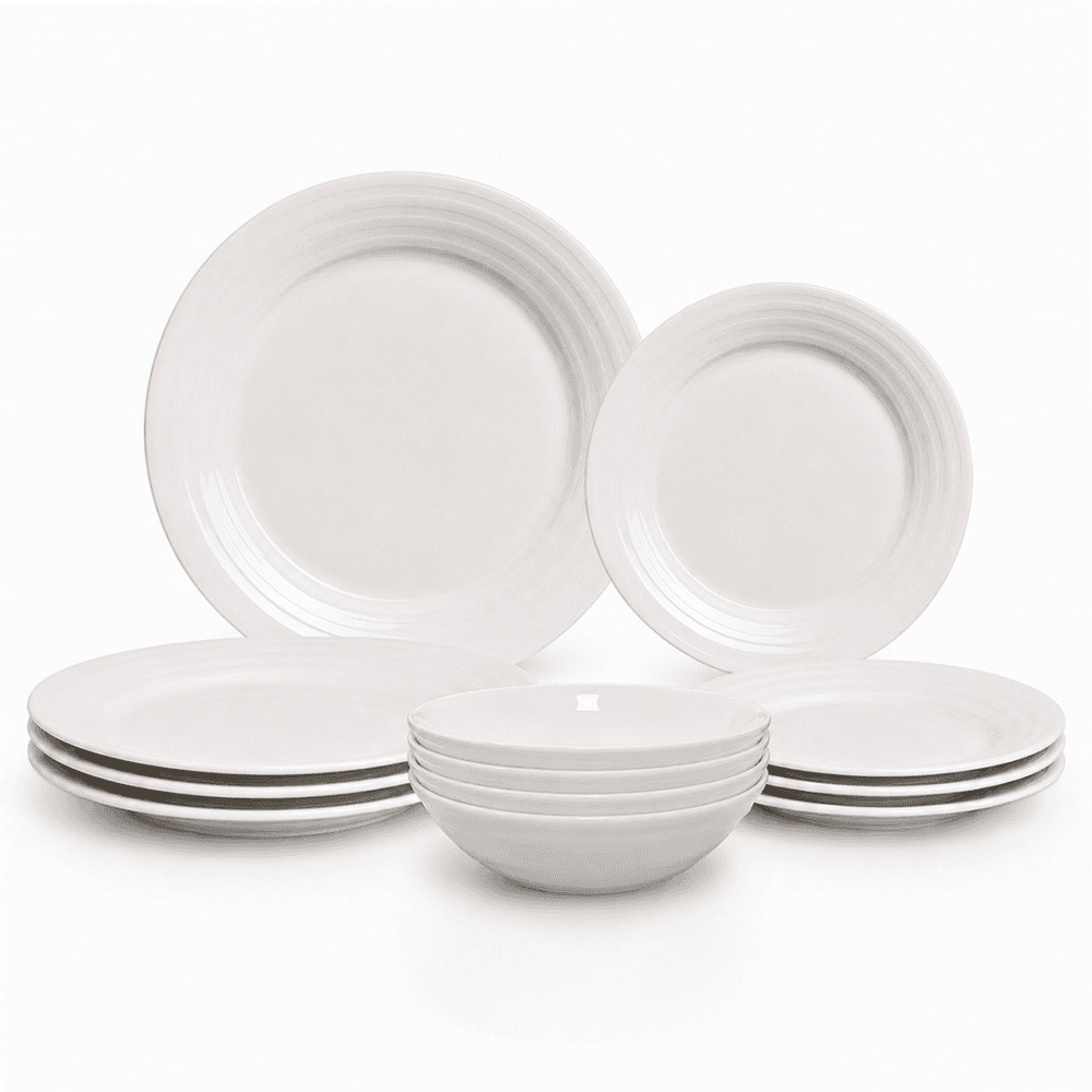 Essence Essence 12 Piece Bone China Dinner Set, White
