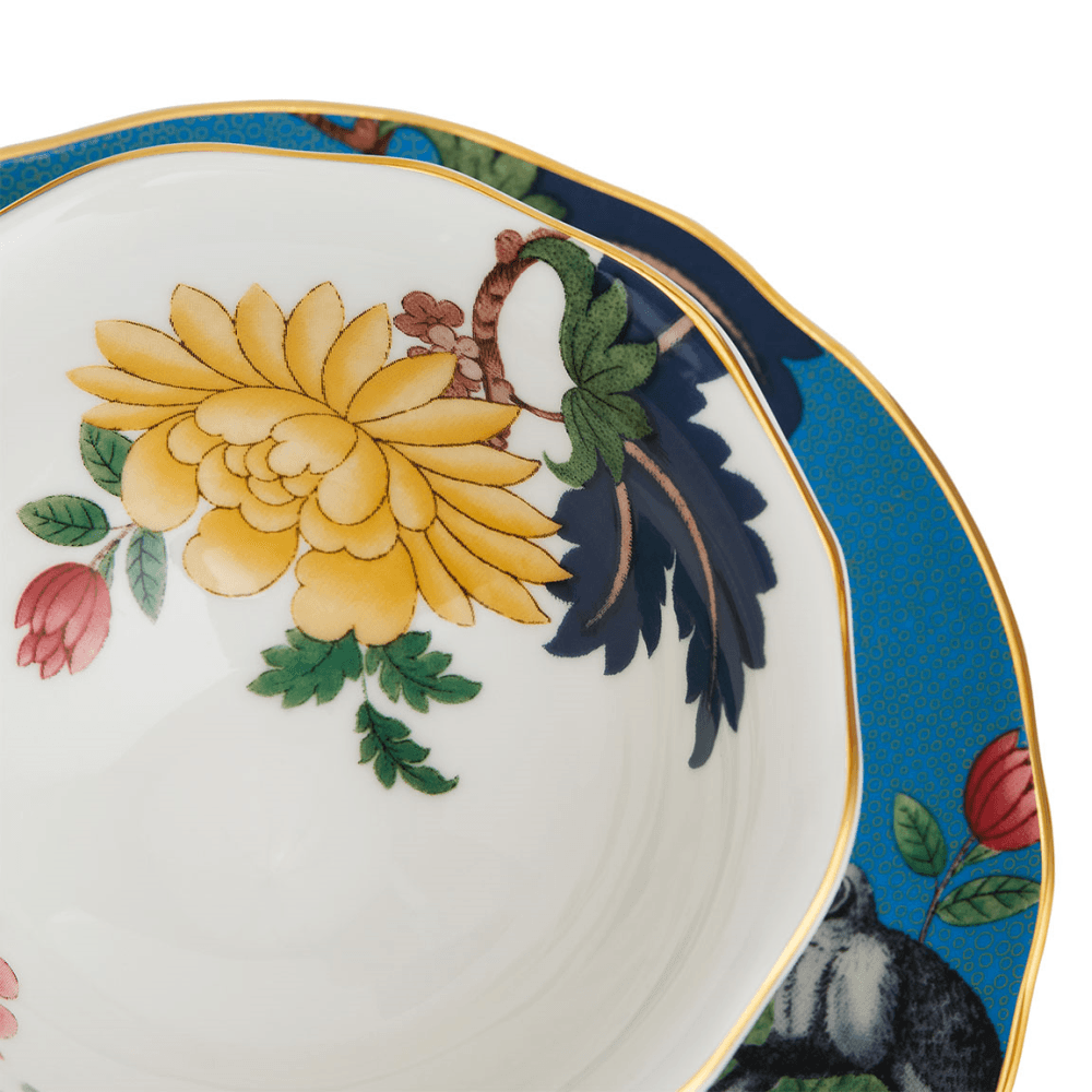 Wonderlust Sapphire Garden Teacup & Saucer, Blue