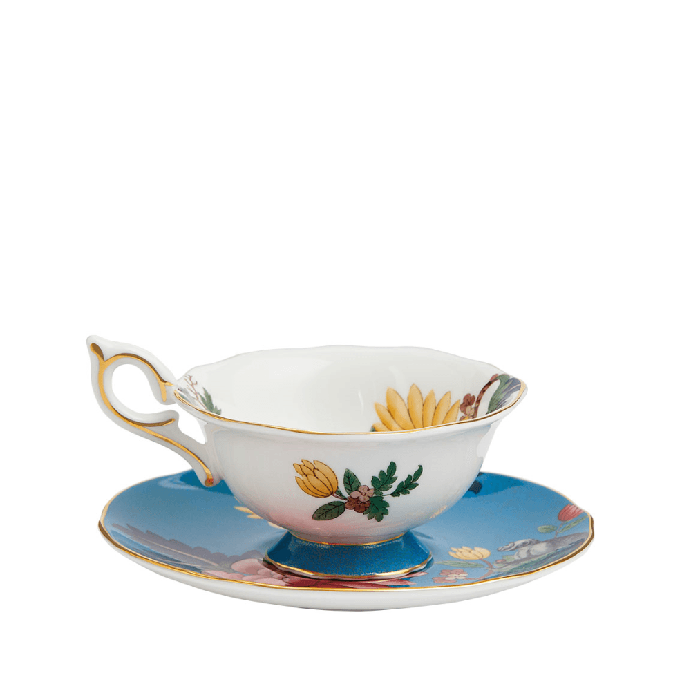 Wonderlust Sapphire Garden Teacup & Saucer, Blue