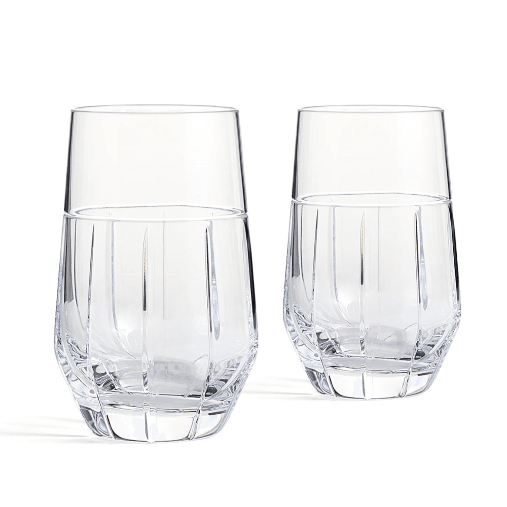 Luxe Graphite Pair of Highball Glasses, Clear