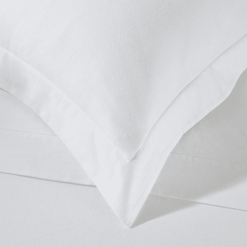 Velvet-Touch Brushed Cotton Oxford Pillowcase, White