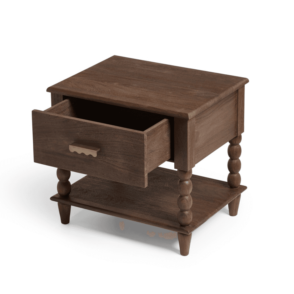 Hilltop Bedside Table, Smoked Acacia
