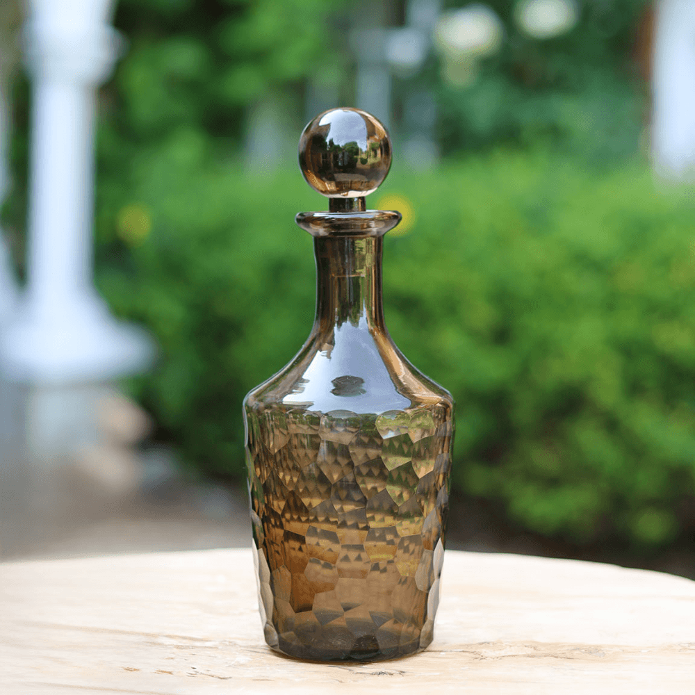 Smoked Honeycomb Decanter, Smoked Brown