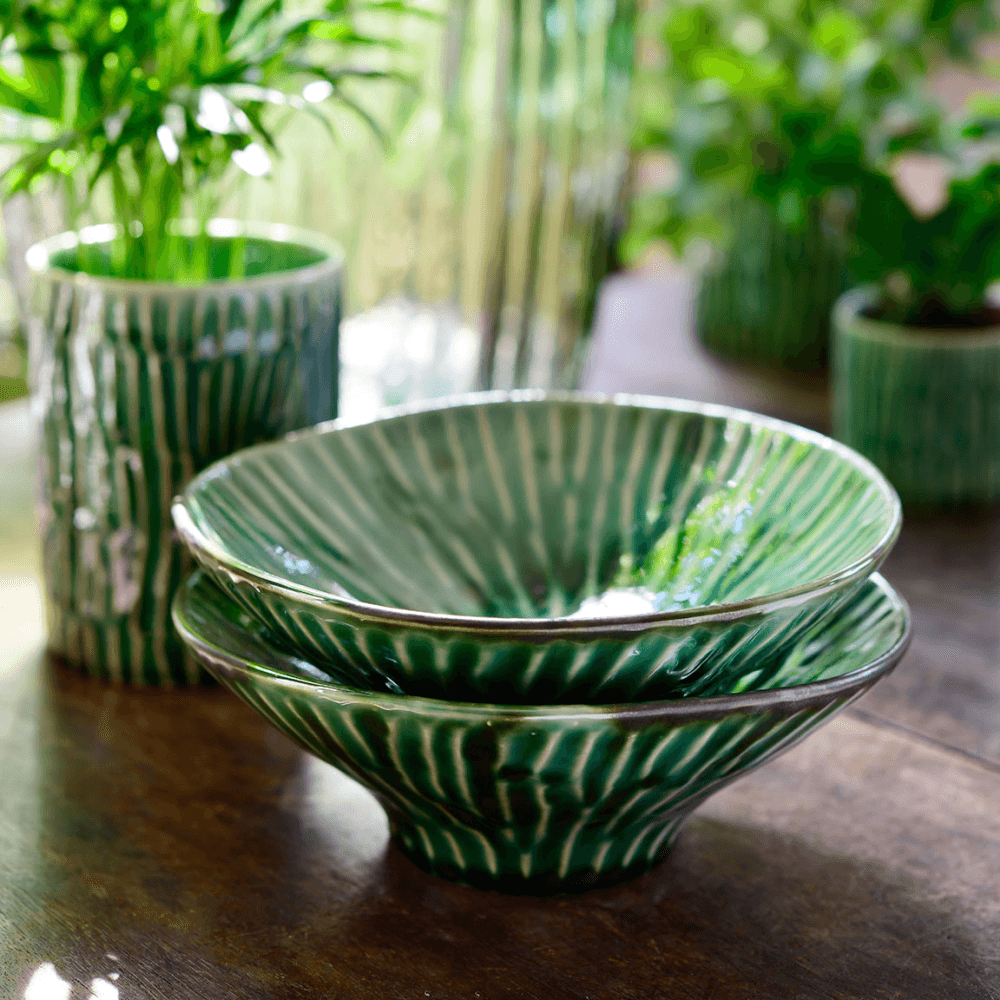 Verde Lanza by Pascale Naessen Set of 2 Pasta Plates, Green