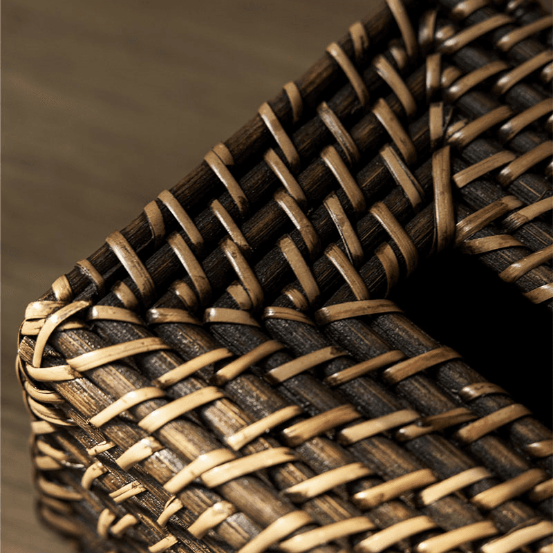 Wittering Rattan Rectangular Tissue Box Holder, Antique Brown