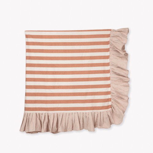 Image showing the Harlton Wide Stripe Tablecloth , Terracotta product.