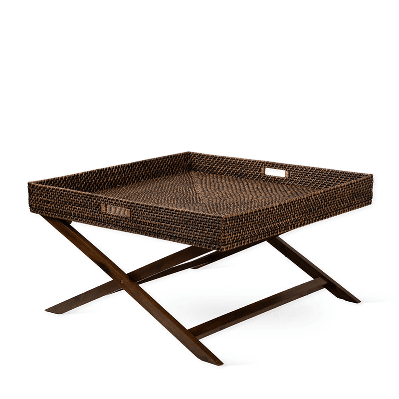 Wittering Rattan Coffee Table With Stand, Antique Brown