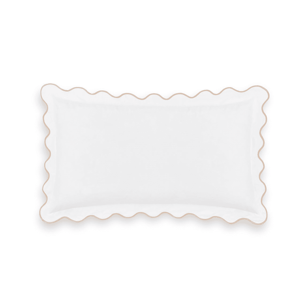 Alexandra Wavy Scalloped Pair of Pillowcases, Plaster Pink
