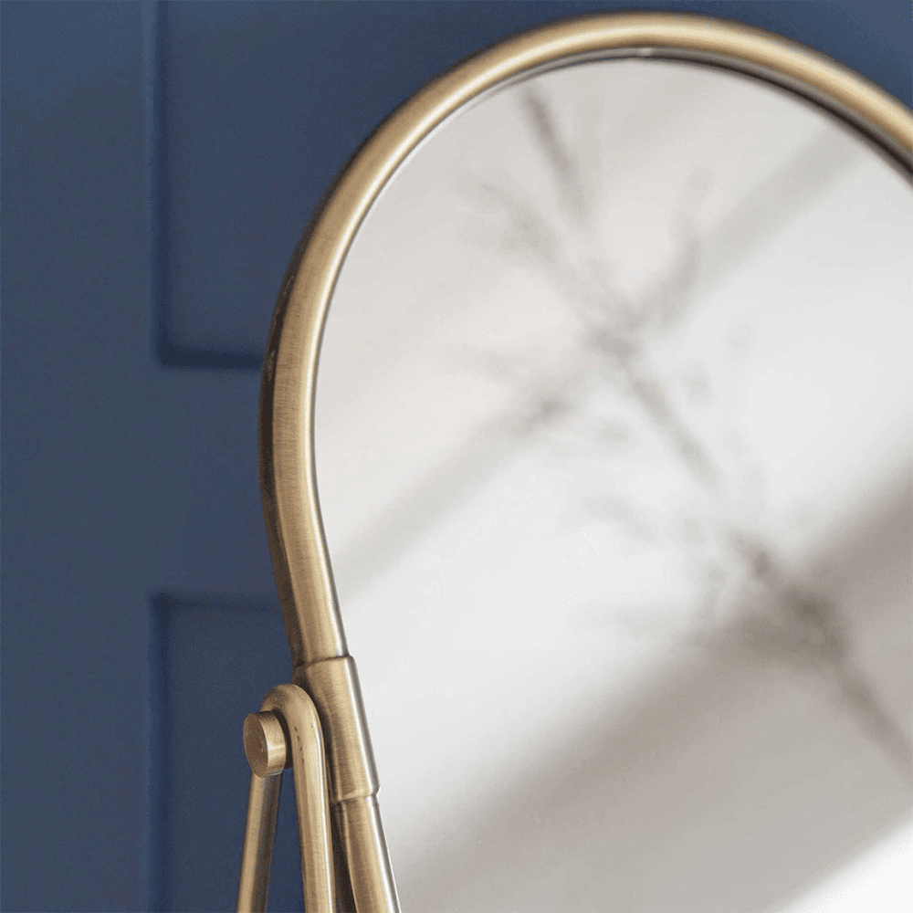 Novello Vanity Mirror, Antique Brass