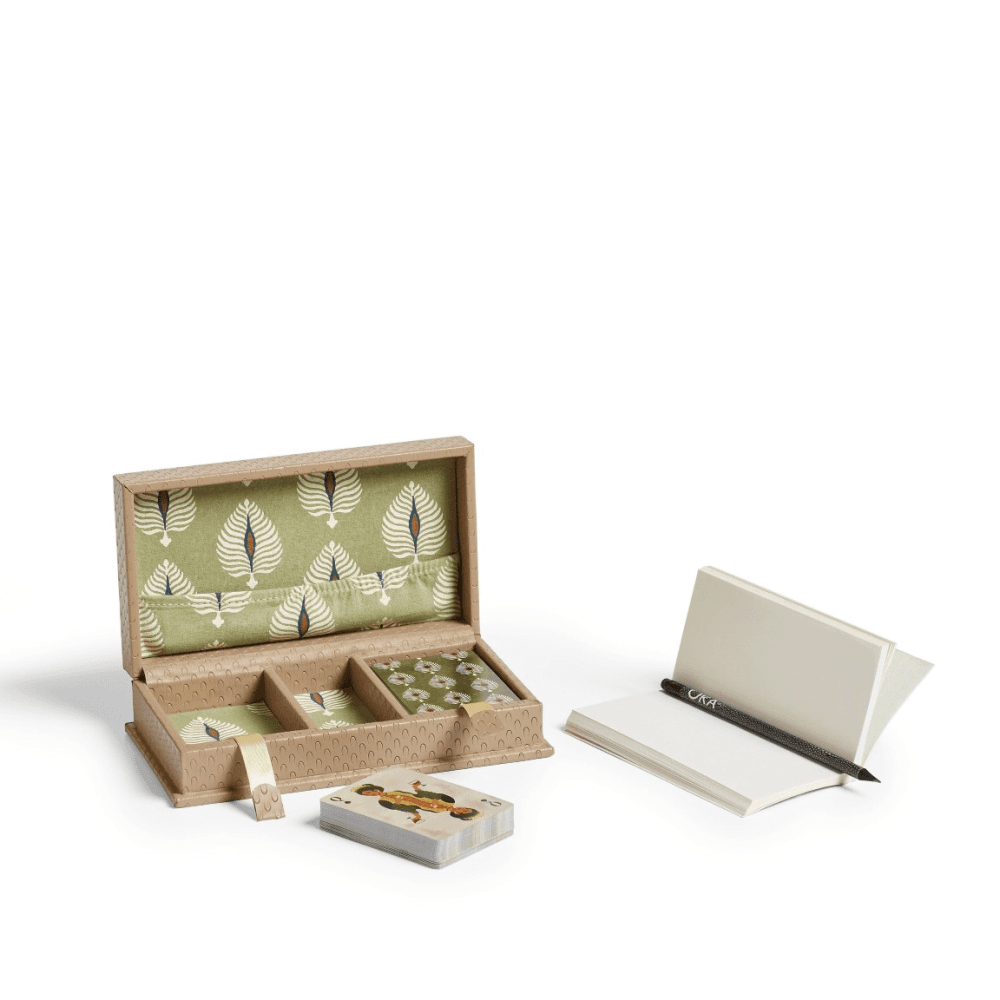 Emsworth Playing Card Holder with Ocellus Printed Stationery, Taupe