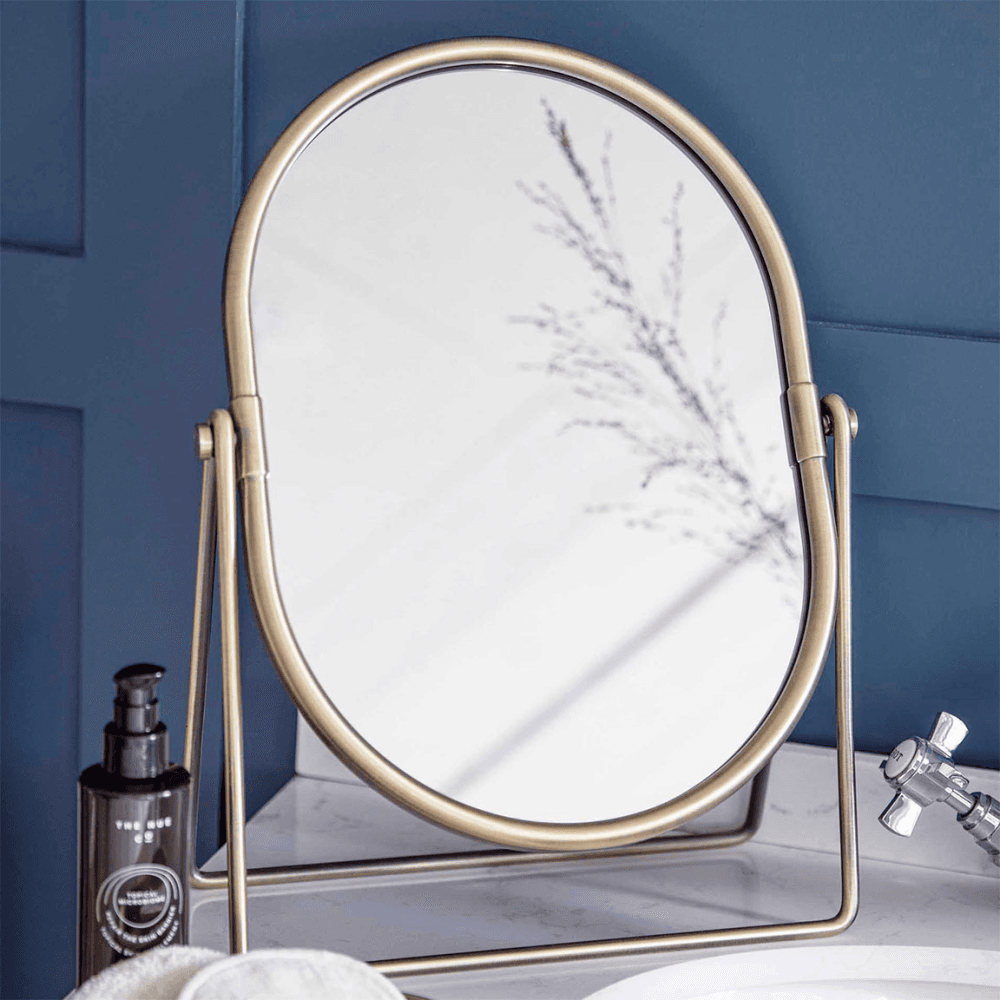 Novello Vanity Mirror, Antique Brass