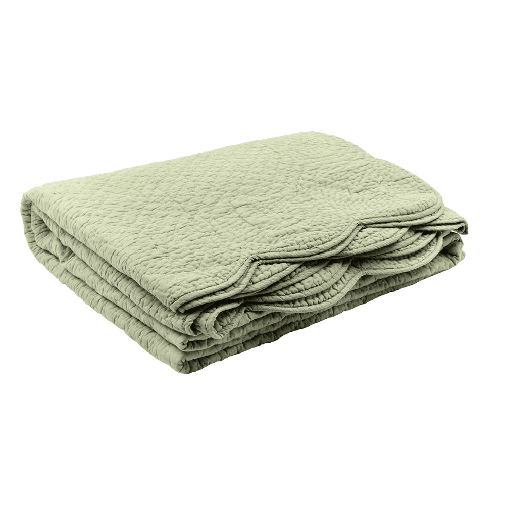 Nina Scalloped Bedspread, Sage