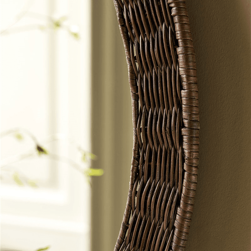Wittering Rattan Round Mirror, Antique Brown