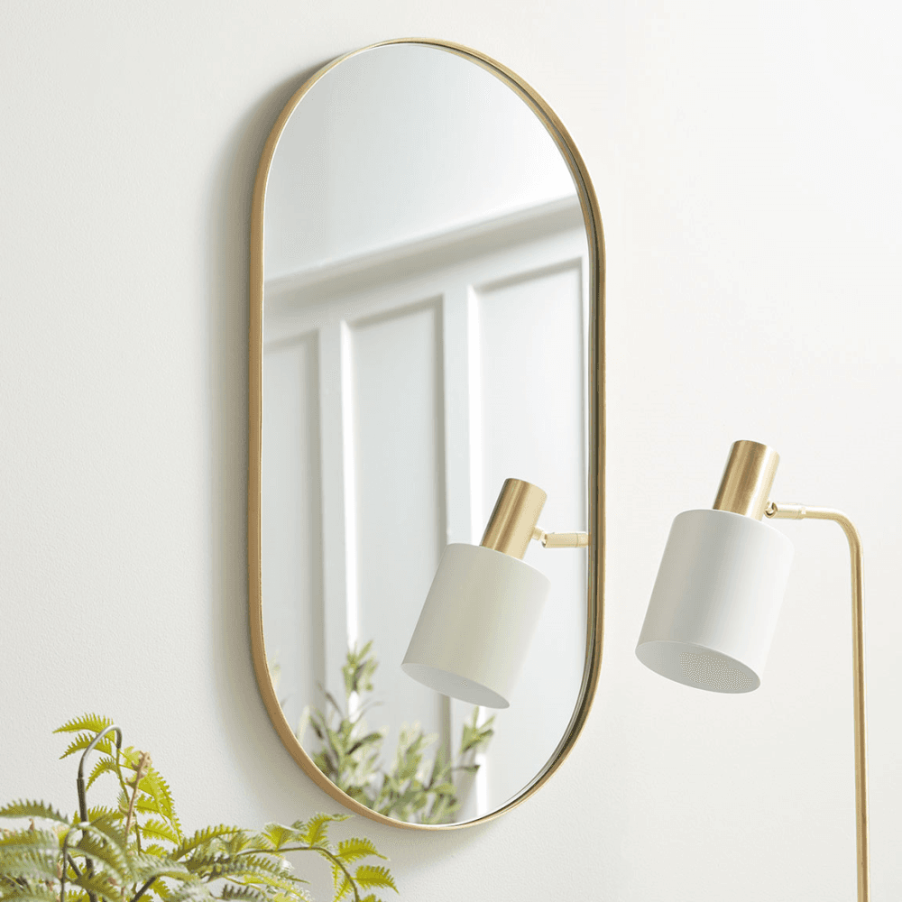Lozenge Shaped Wall Mirror, Brass