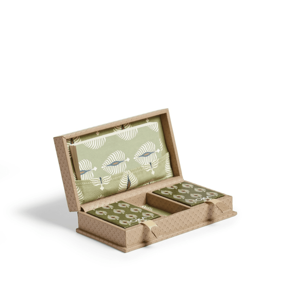 Emsworth Playing Card Holder with Ocellus Printed Stationery, Taupe