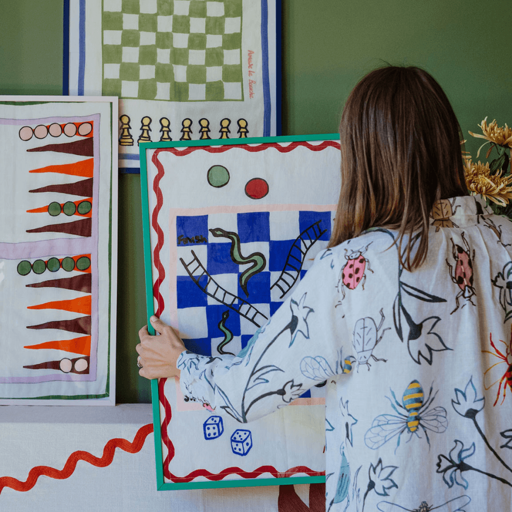 Tea Towel, Burgundy Backgammon
