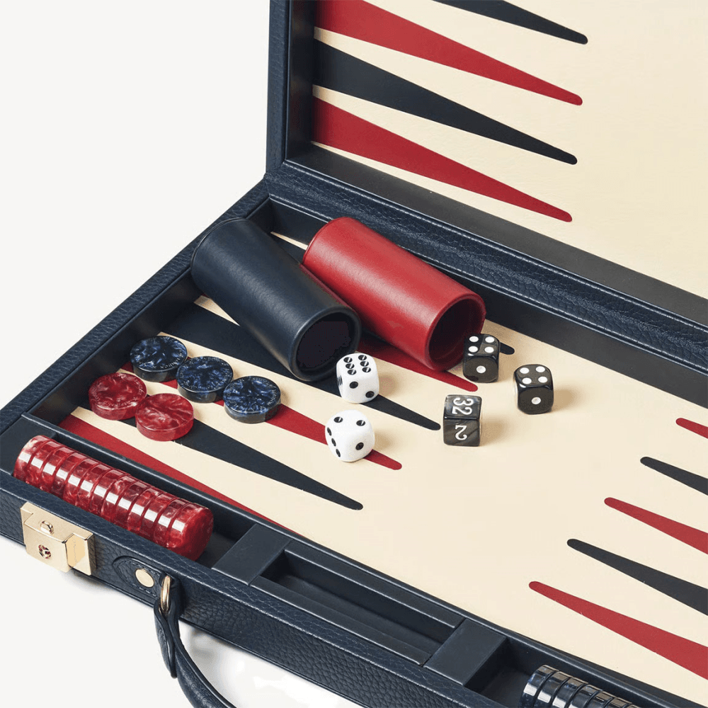 Backgammon Set, Navy Pebble