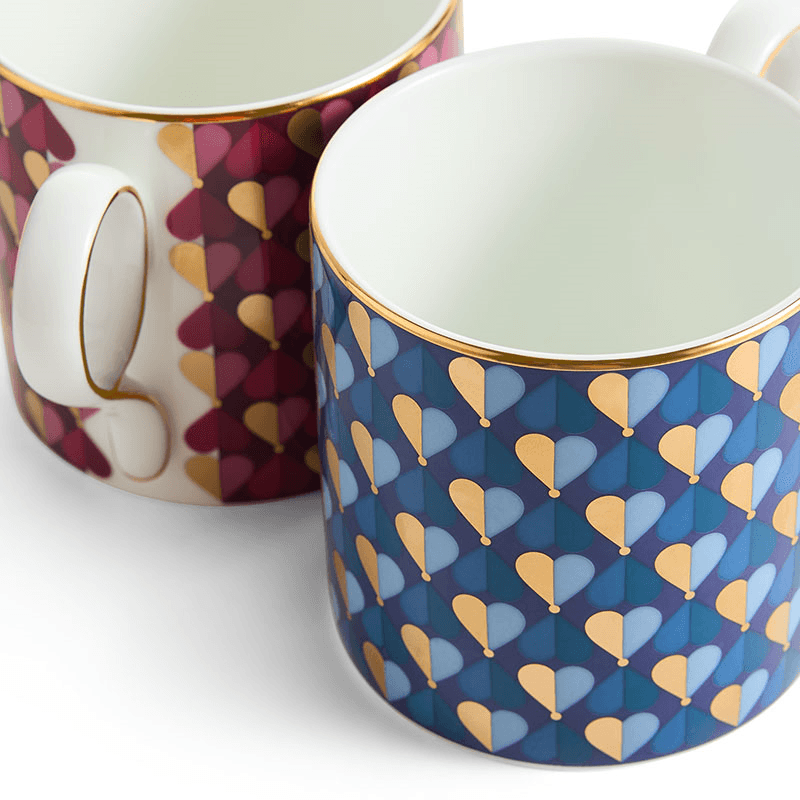 Love Set of 2 Mugs, Magenta & Aegean