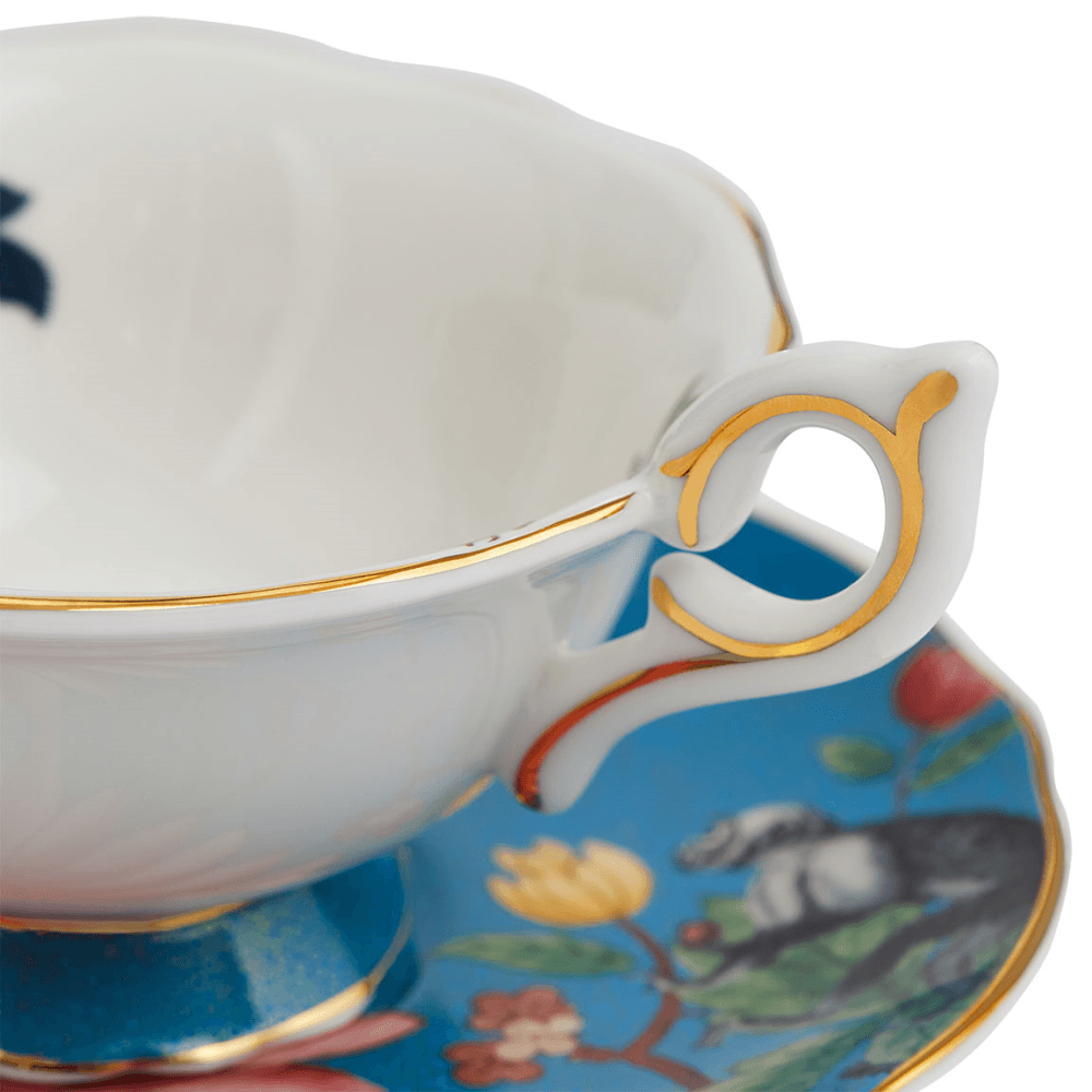 Wonderlust Sapphire Garden Teacup & Saucer, Blue