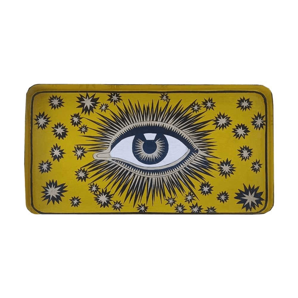 Eye Rectangular Handpainted Iron Tray