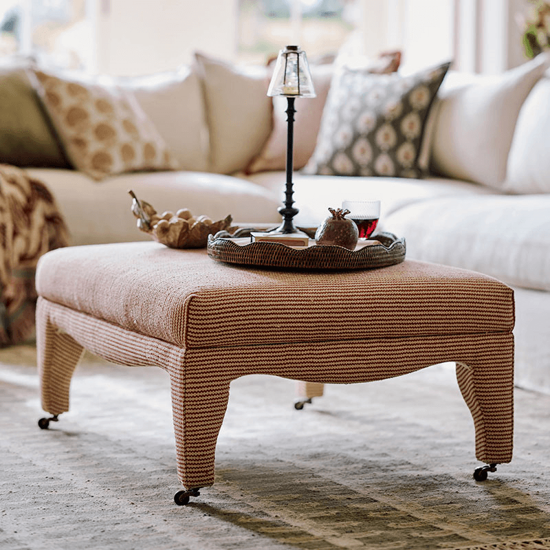 Montalto Upholstered Ottoman, Dirty Orange