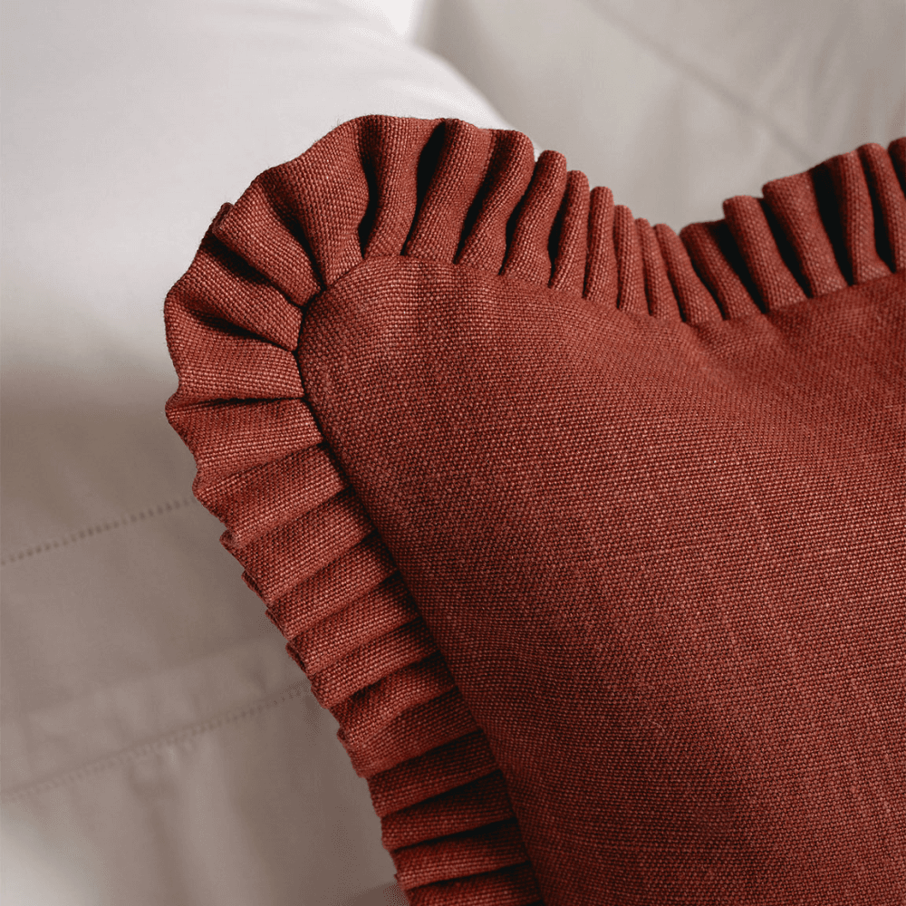 Estelle Pleated Linen Cushion, Saffron