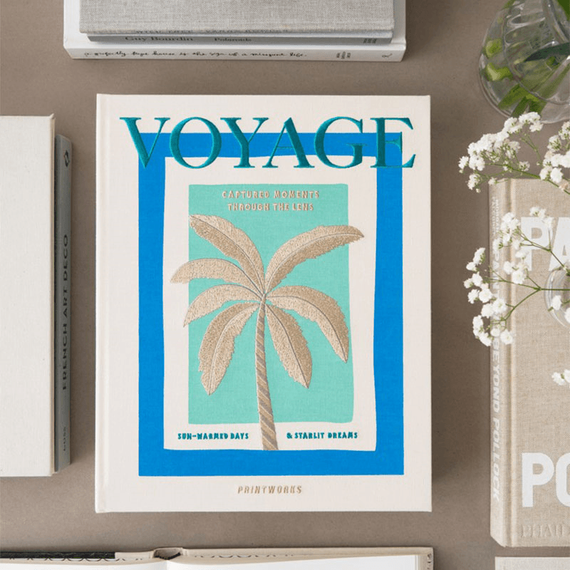 Voyage Embroidered Photo Album, Beige Multi