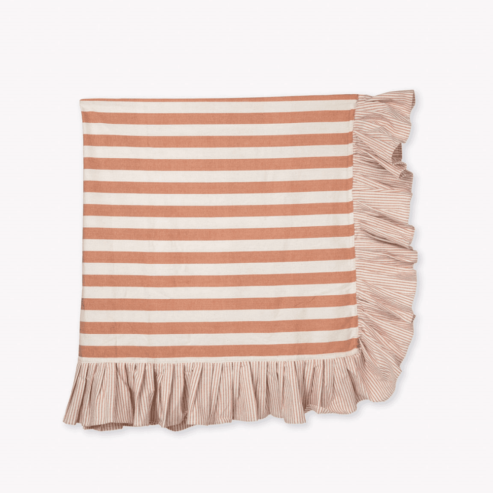 Harlton Wide Stripe Tablecloth , Terracotta