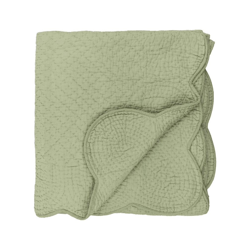 Nina Scalloped Bedspread, Sage