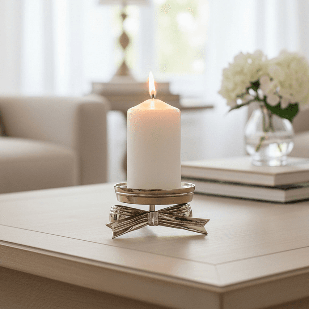 Bow Candle Holder, Antique Gold