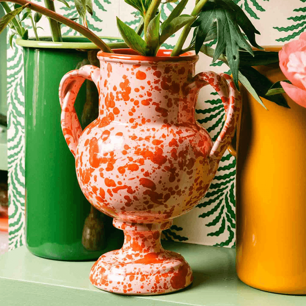 Italian Splatterware Two Handle Vase