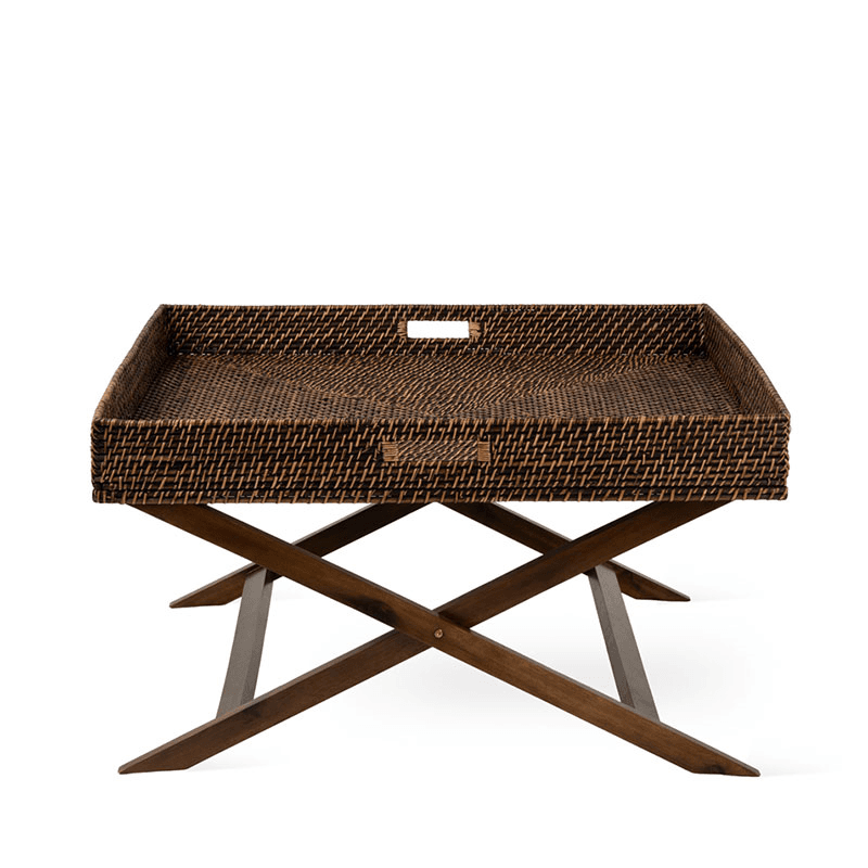 Wittering Rattan Coffee Table With Stand, Antique Brown