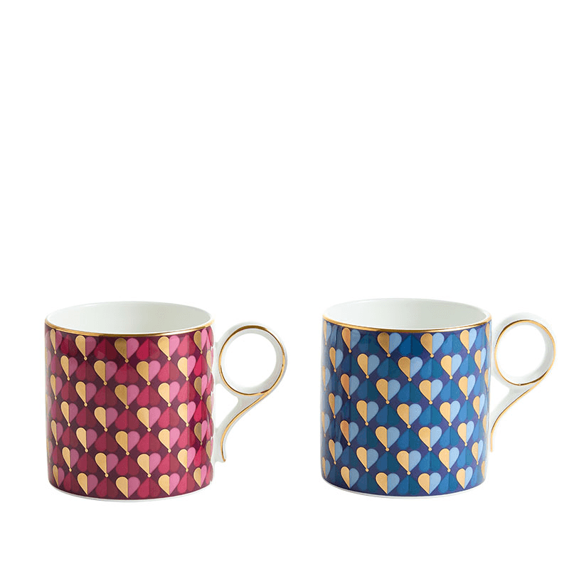 Love Set of 2 Mugs, Magenta & Aegean