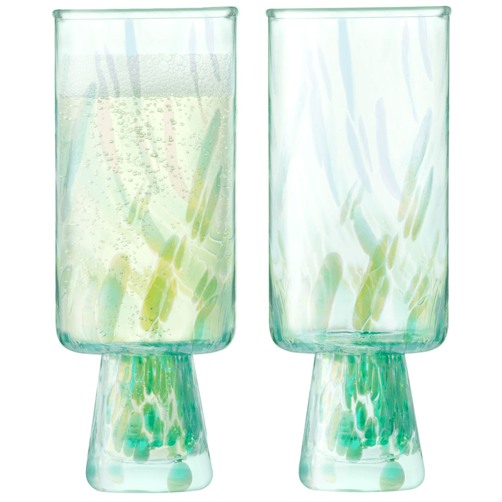 Sea Glass Set of Flute Glasses, Ocean Green